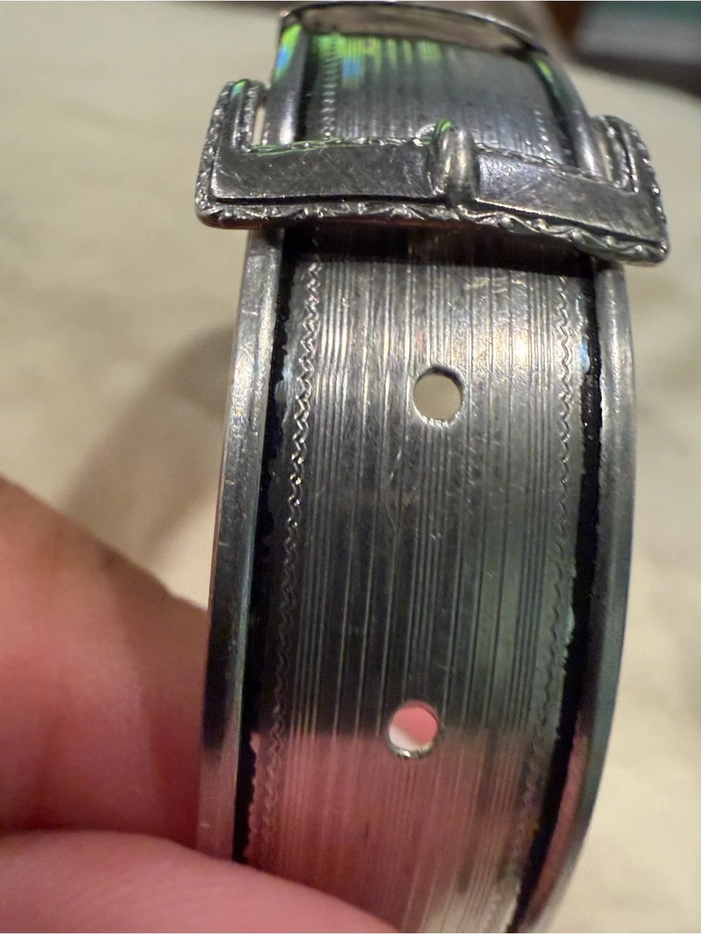 Vintage-Hayward Sterling Silver- Engraved Buckle Bracelet